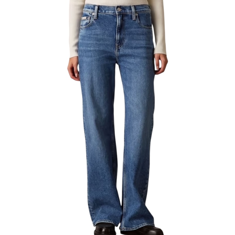 Женские синие джинсы свободного кроя