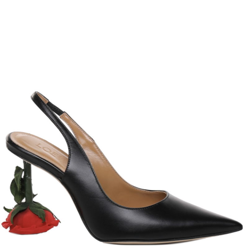 Кожаные туфли-слингбеки с каблуком в виде розы