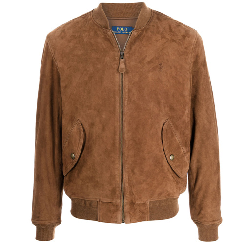 Куртка-бомбер из замши с вышитым логотипом