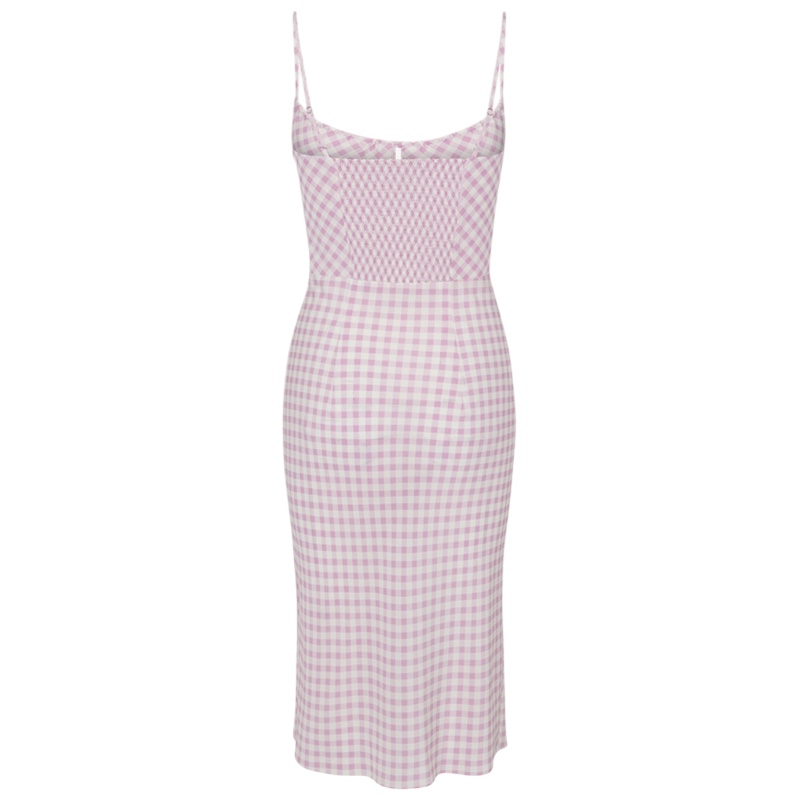 Шёлковый розовый сарафан в клетку The Elsa in Pink Gingham