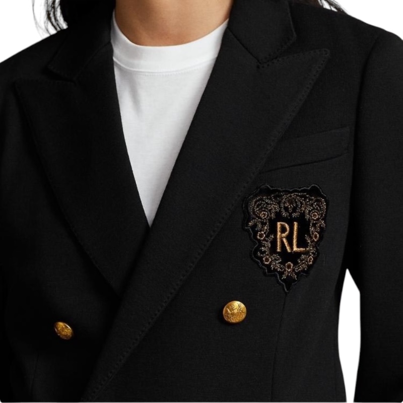 Двубортный чёрный пиджак с аппликацией логотипа Lunar New Year