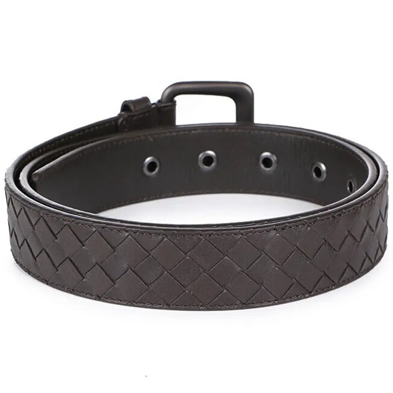 Коричневый ремень из плетённой кожи 35 мм