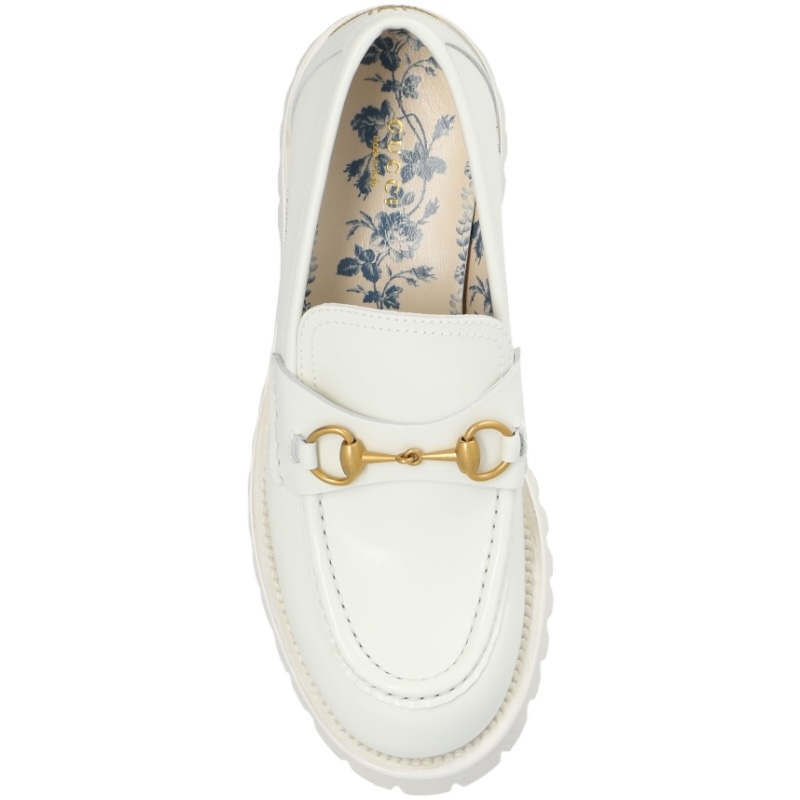 Белые лоферы Horsebit с пчелой на заднике