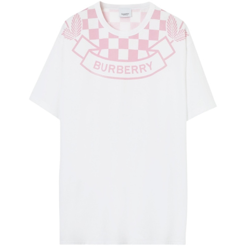 Хлопковая футболка свободного кроя с клетчатым гербом 