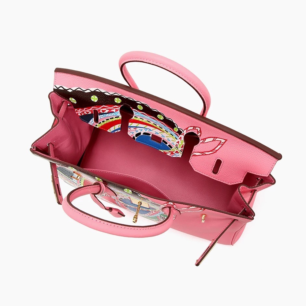 Розовая сумка Hermès Birkin с принтом лошади 35