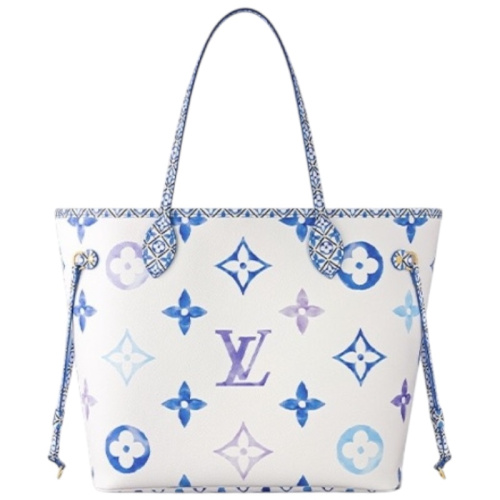 Сумка-тоут Neverfull MM белая/синяя