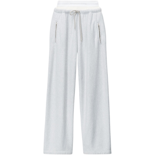 Серые широкие спортивные штаны с логотипом на поясе