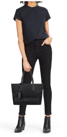 Чёрная нейлоновая сумка-шоппер с логотипом