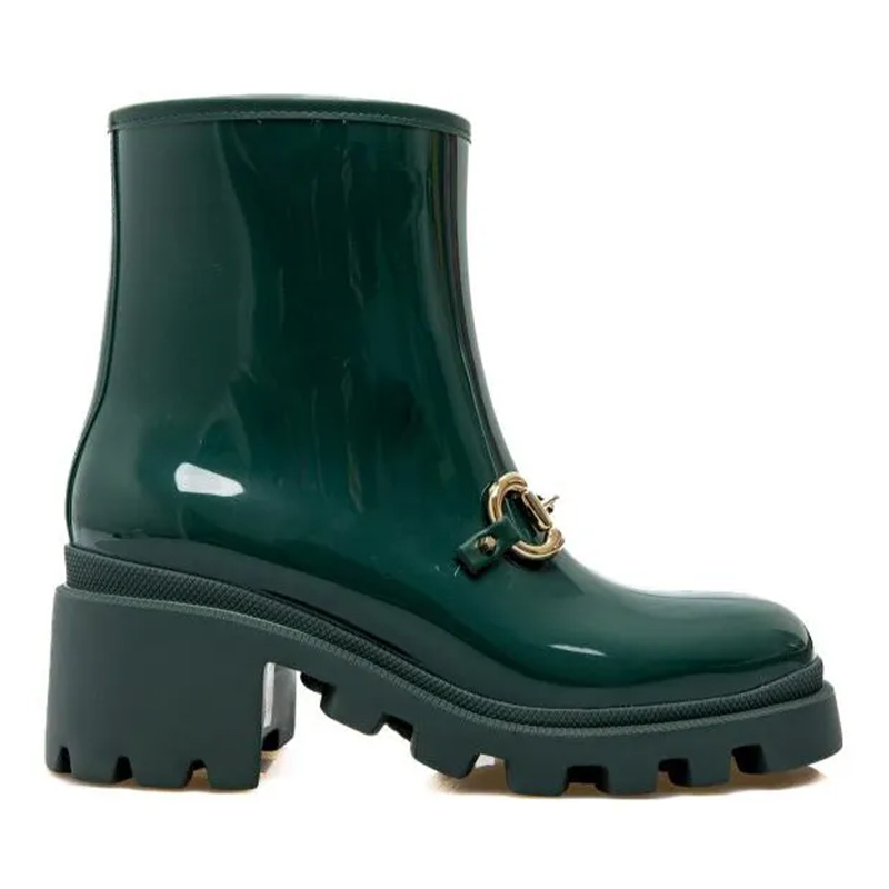 Зелёные резиновые полусапоги Horsebit