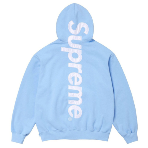 Голубое худи Supreme с логотипом на спине
