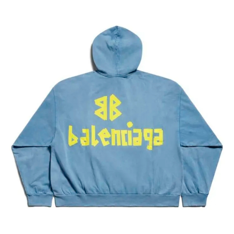 Хлопковое голубое худи с логотипом tape type