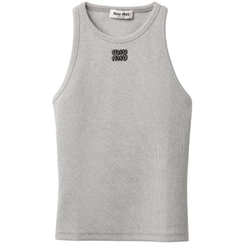 Серая майка из ребристого джерси с логотипом