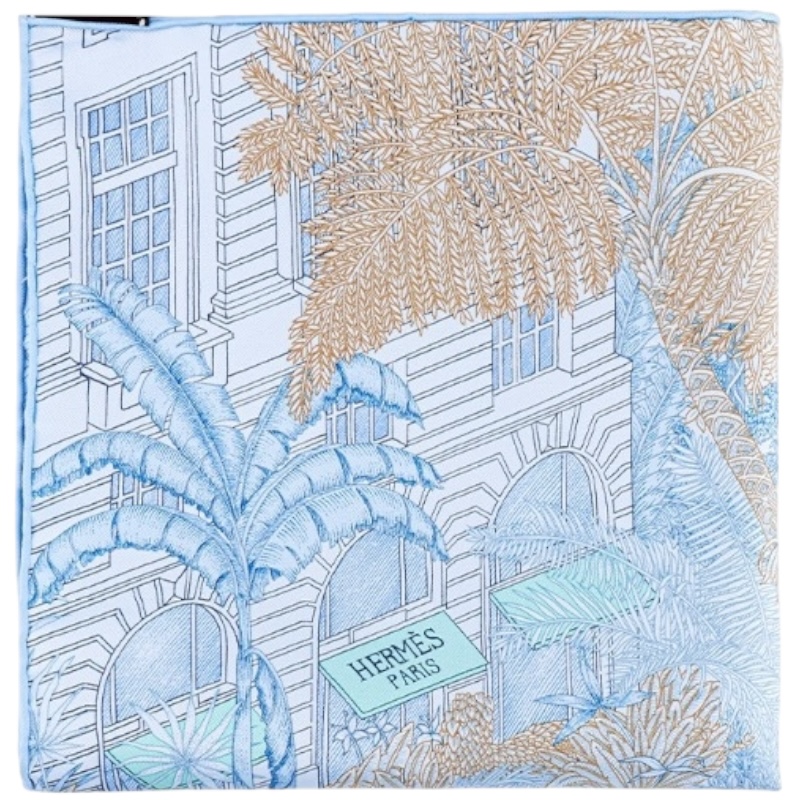 Шёлковый платок Faubourg Tropical Detail голубой 45