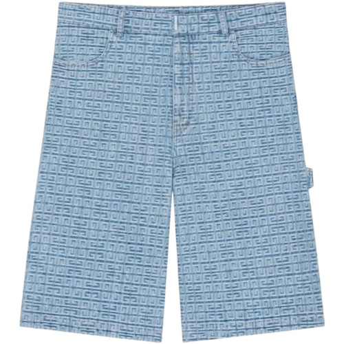 Шорты-бермуды из стираного денима с узором 4G