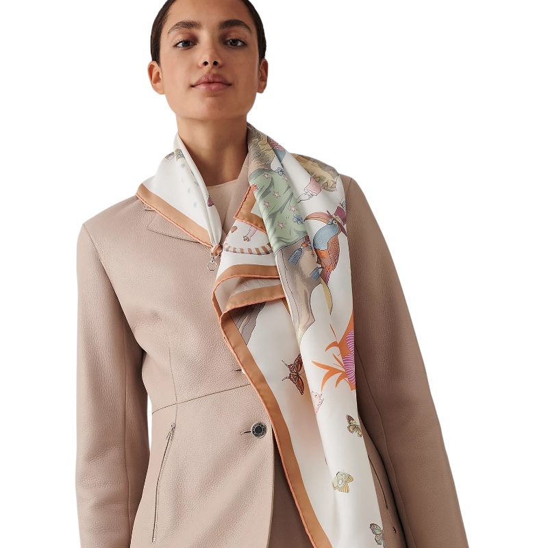 Шёлковый платок Hermes Story 90 белый