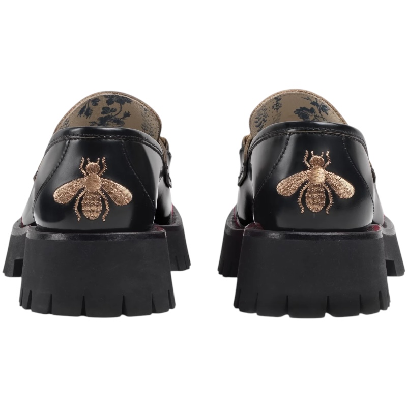 Чёрные лоферы Horsebit с пчелой на заднике
