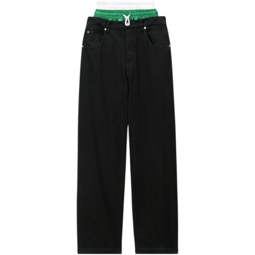 Чёрные многослойные джинсы pre-styled прямого кроя 