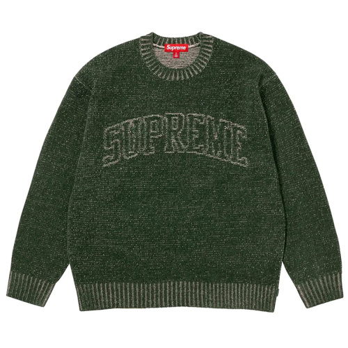 Свитер с логотипом и круглым вырезом тёмно-зелёный