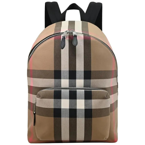 Бежевый хлопковый рюкзак в клетку