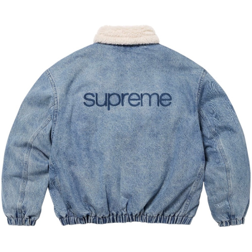 Джинсовая куртка-бомбер с подкладкой из искусственной овчины FW24