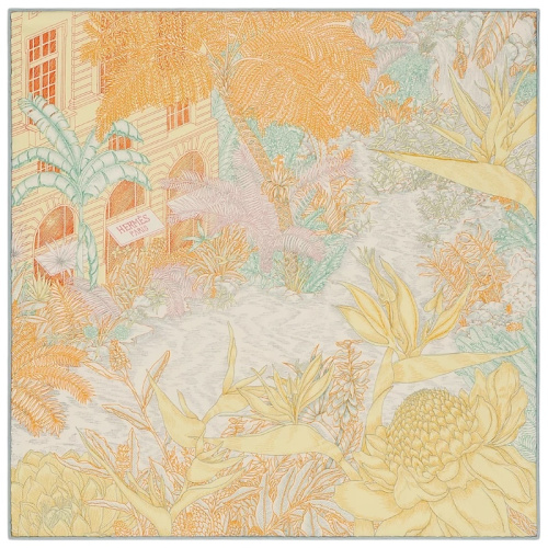 Шёлковый платок Faubourg Tropical Detail жёлтый 45