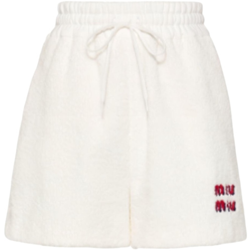 Белые шорты из махрового хлопка с логотипом