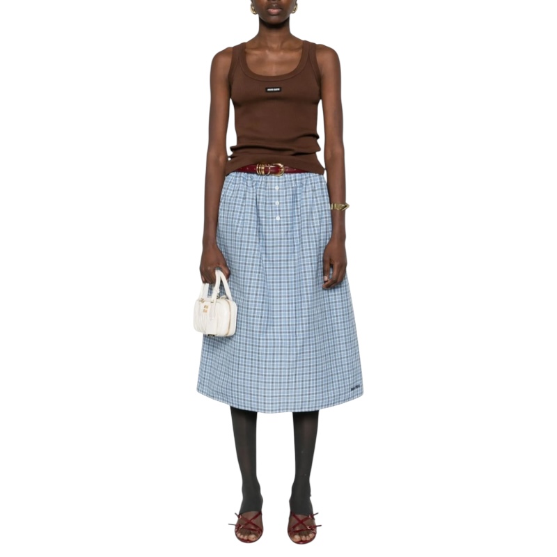 Коричневая майка из ребристого джерси Costina