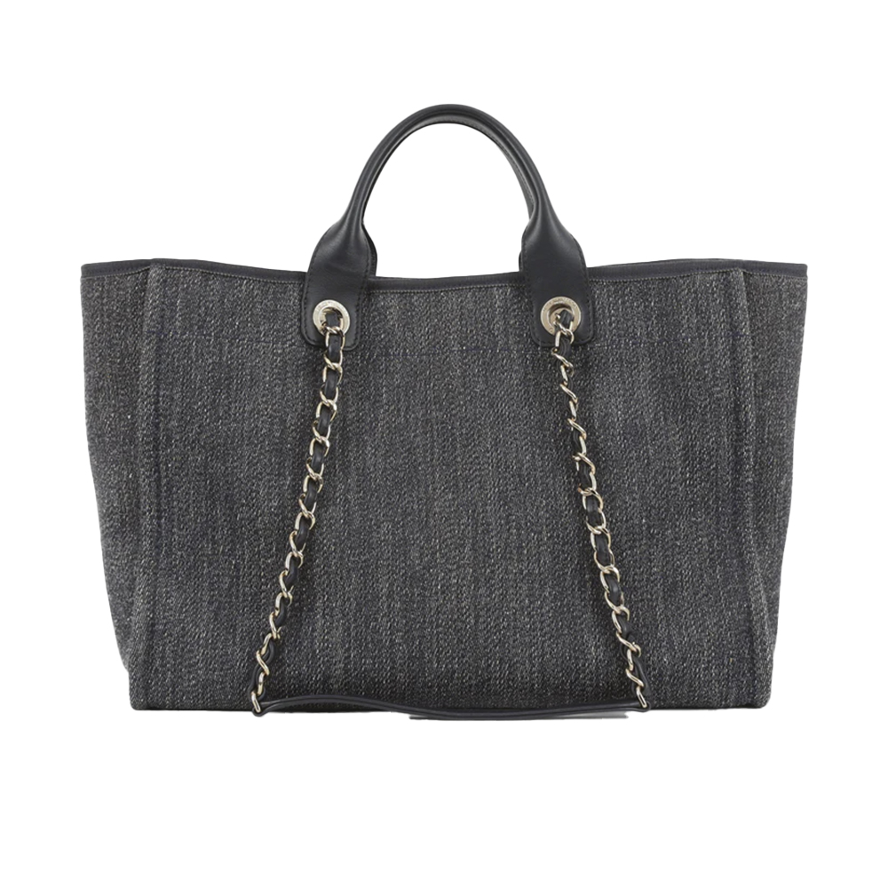 Темно-синяя джинсовая сумка-тоут CHANEL Deauville среднего размера