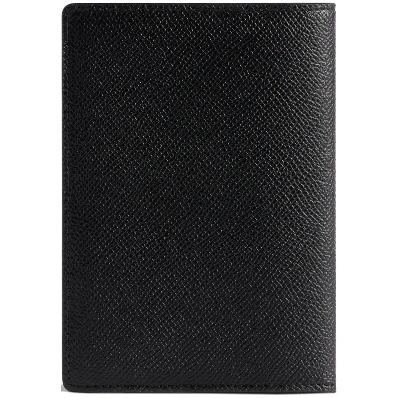 Обложка для паспорта из черной полуматовой мягкой текстурированной телячьей кожи