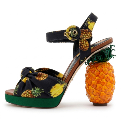 Черные босоножки с ананасами Dolce & Gabbana Keira