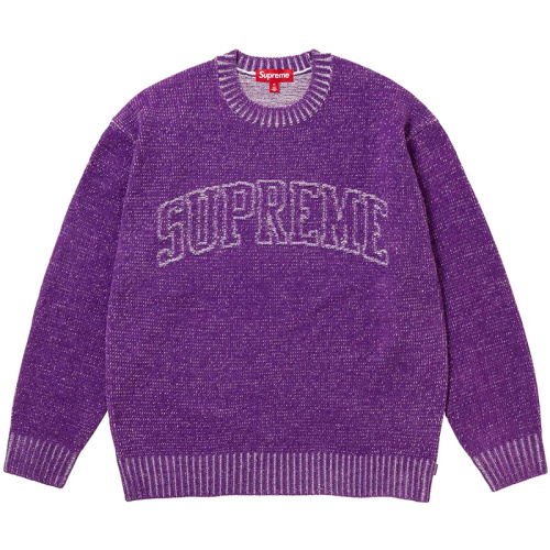 Свитер с логотипом и круглым вырезом фиолетовый