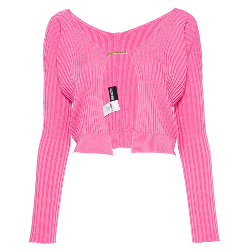 Розовый кардиган с застёжкой-логотипом La Maille Pralu