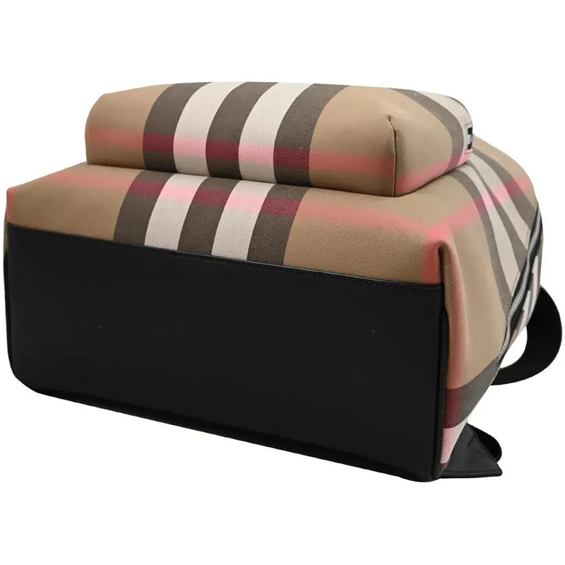 Бежевый хлопковый рюкзак в клетку