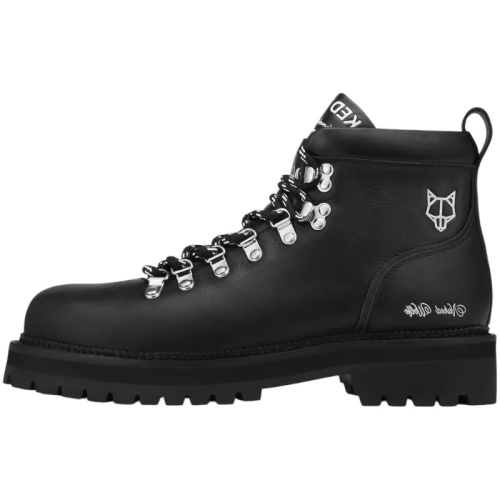 Чёрные кожаные ботинки-хайкеры на шнуровке