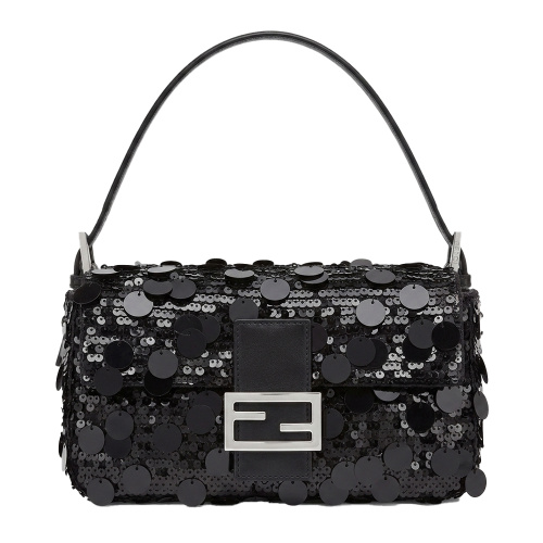 Чёрная сумка-багет с пайетками