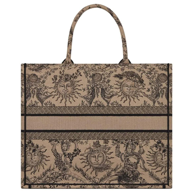 Сумка-тоут BookTote бежевая и чёрная Toile de Jouy Soleil large