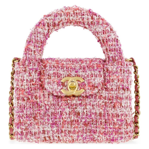 Розовая твидовая сумка Kelly Tweed Nano 24P 