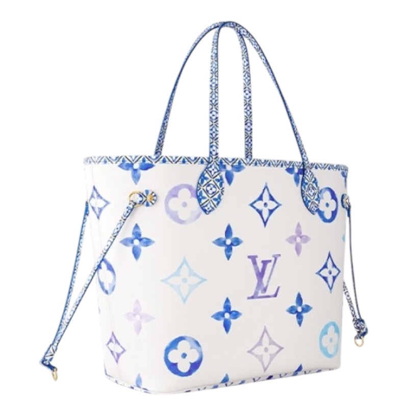 Сумка-тоут Neverfull MM белая/синяя