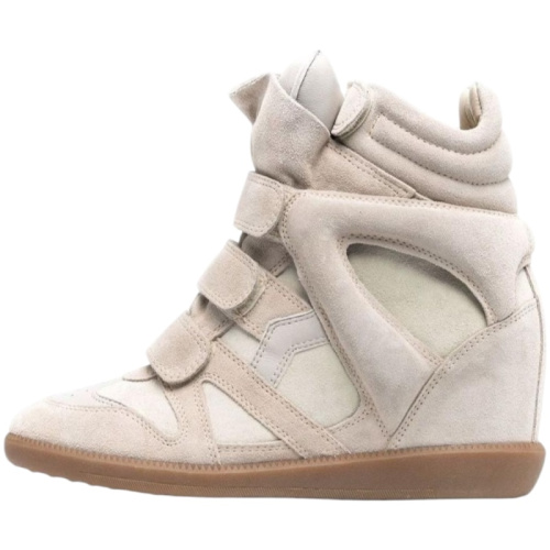 Высокие бежевые кроссовки Bekett на танкетке