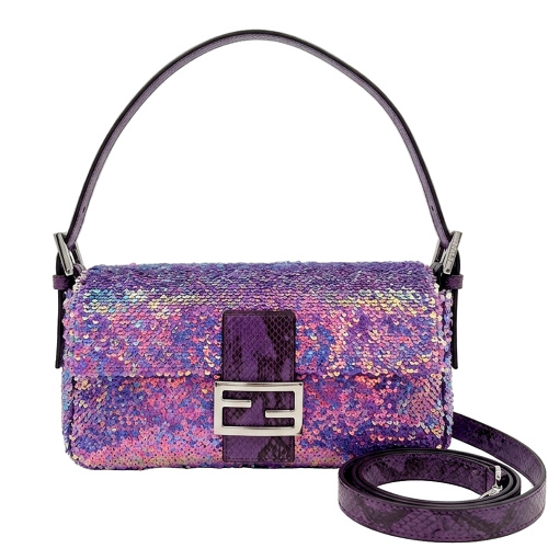 Фиолетовая сумка-багет с пайетками