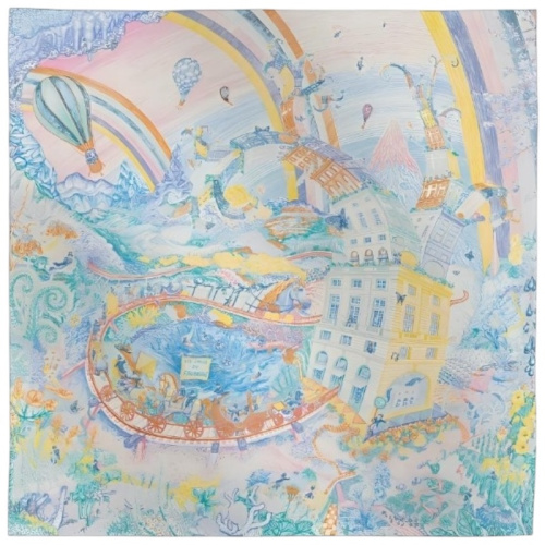 Шёлковый платок Les Folies du Faubourg 90 розовый