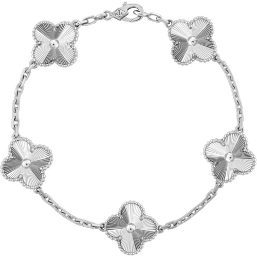 Браслет Van Cleef & Arpels Vintage Alhambra, 5 motifs Гильошированное белое золото 18 карат