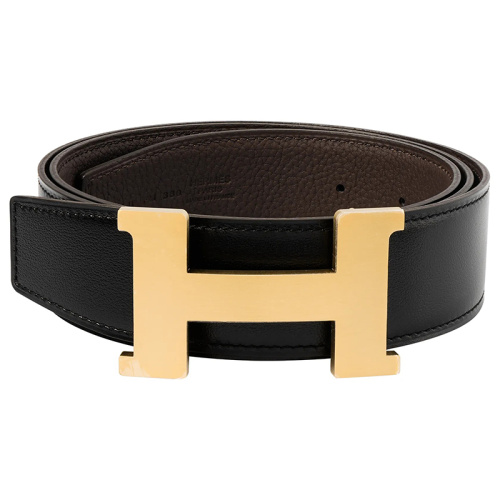 Чёрный кожаный ремень с золотой пряжкой Togo 38 мм 