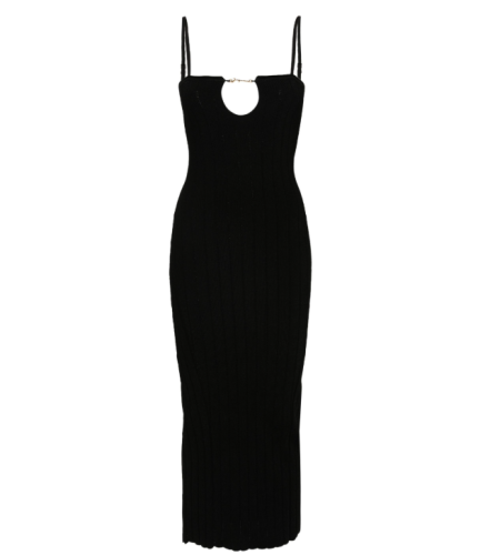 Чёрное трикотажное платье миди на бретельках La Robe Sierra