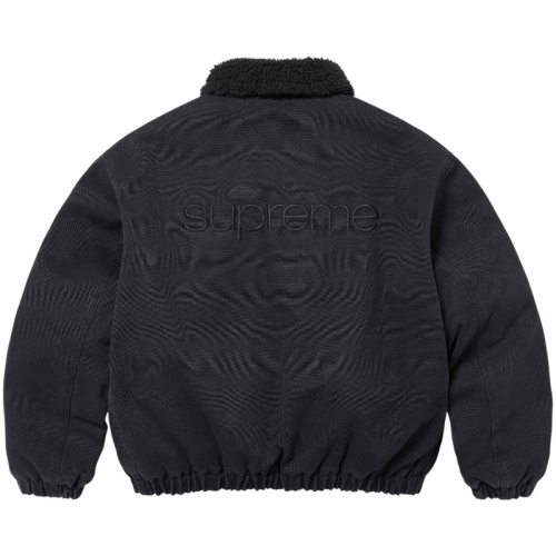 Чёрная куртка-бомбер с подкладкой из искусственной овчины FW24