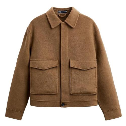 Мужская коричневая куртка из смесовой шерсти