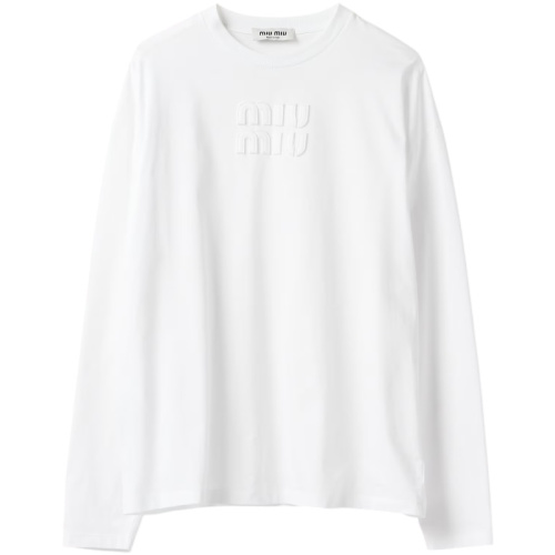 Белый лонгслив с вышитым логотипом