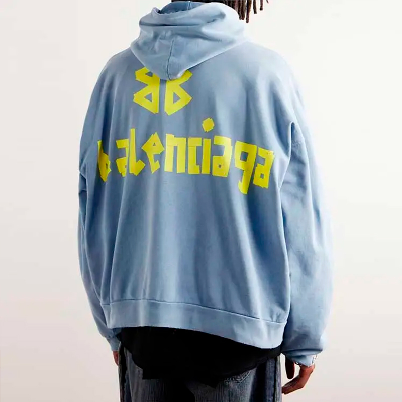 Хлопковое голубое худи с логотипом tape type