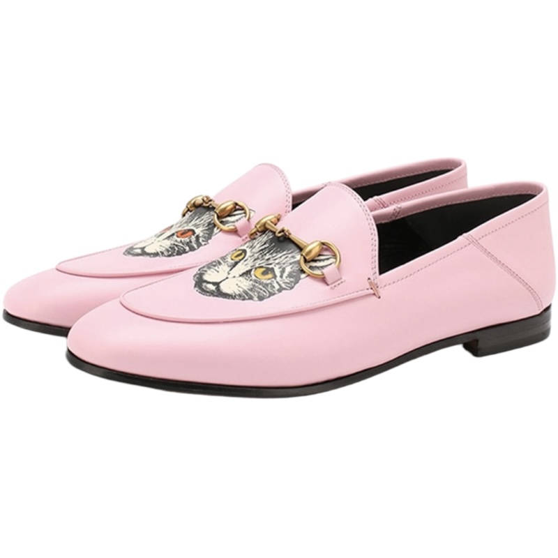 Розовые лоферы с принтом кошек