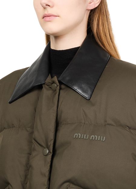 Жилет хаки Miu Miu дутый оверсайз с воротником